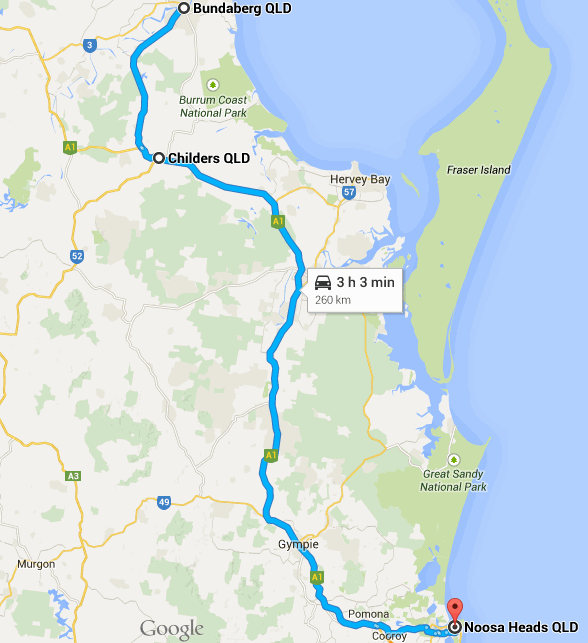 Bundaberg to Noosa MAP