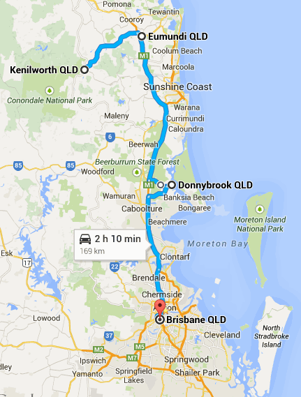 Kenilworth Eumundi Donnybrook Brisbane MAP