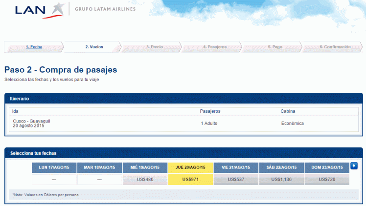 20150820 LAN Lima Quayaquil several days