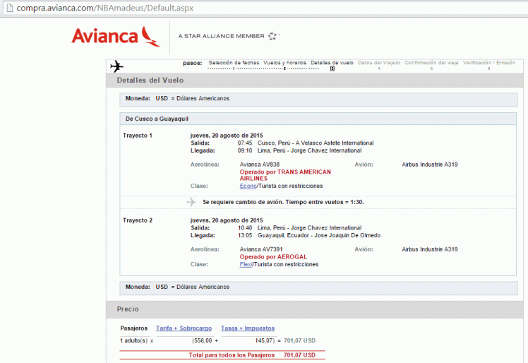 20150820 Plane Avianca Cusco Guayaquil