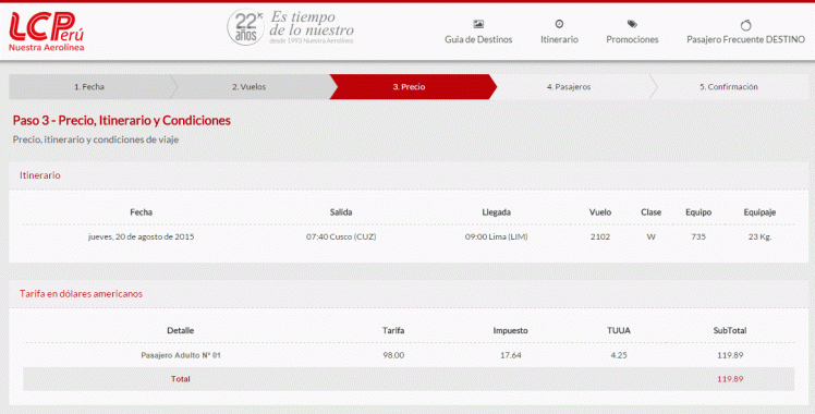 20150820 Plane LCPeru Cusco Lima full price