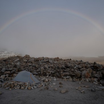 tent and rainbow