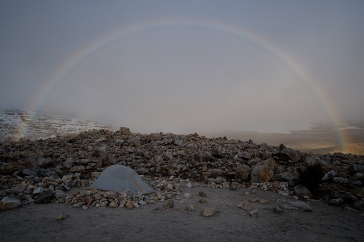 tent and rainbow