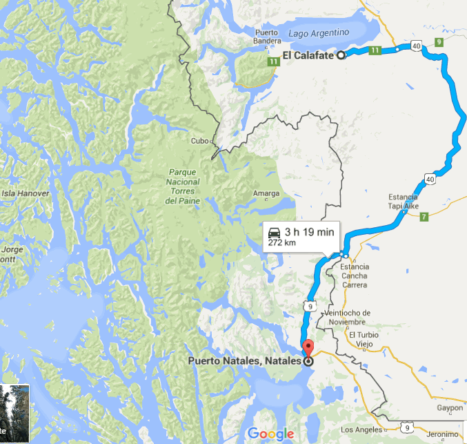 El Calafate to Puerto Natales Map.gif
