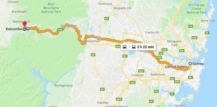 Map Train Sydney to Katoomba