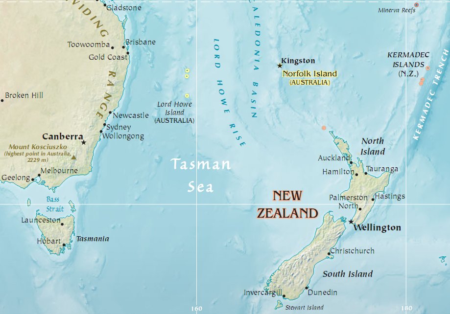 Tasman Sea Map